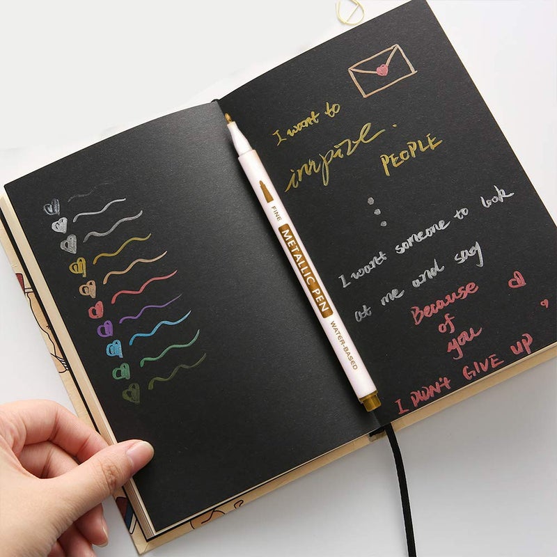 Lelix Metallic Brush Markers and Metallic Brush Tip Pen Set - 15 Colours - Image 4